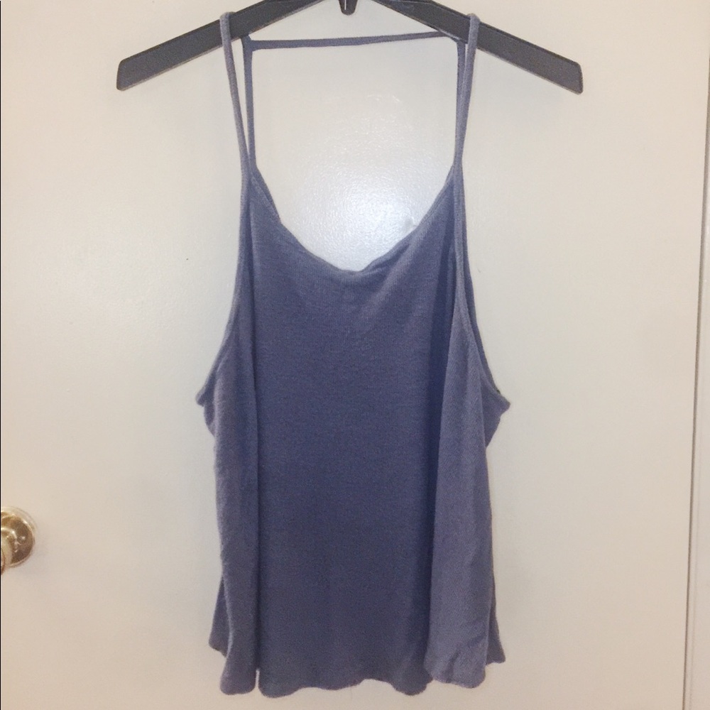🔴 Dusty Blue Drape Fit Strappy Ribbed Tank